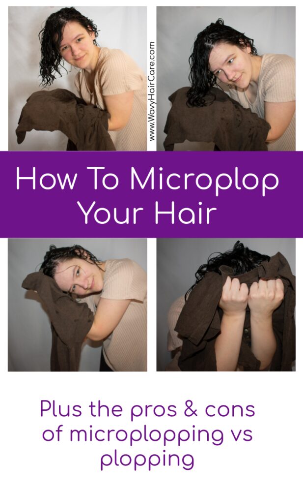 How to microplop your hair (step by step instructions with pictures). Plus the pros and cons of microplopping, and traditional plopping vs microplopping. #curlygirlmethod