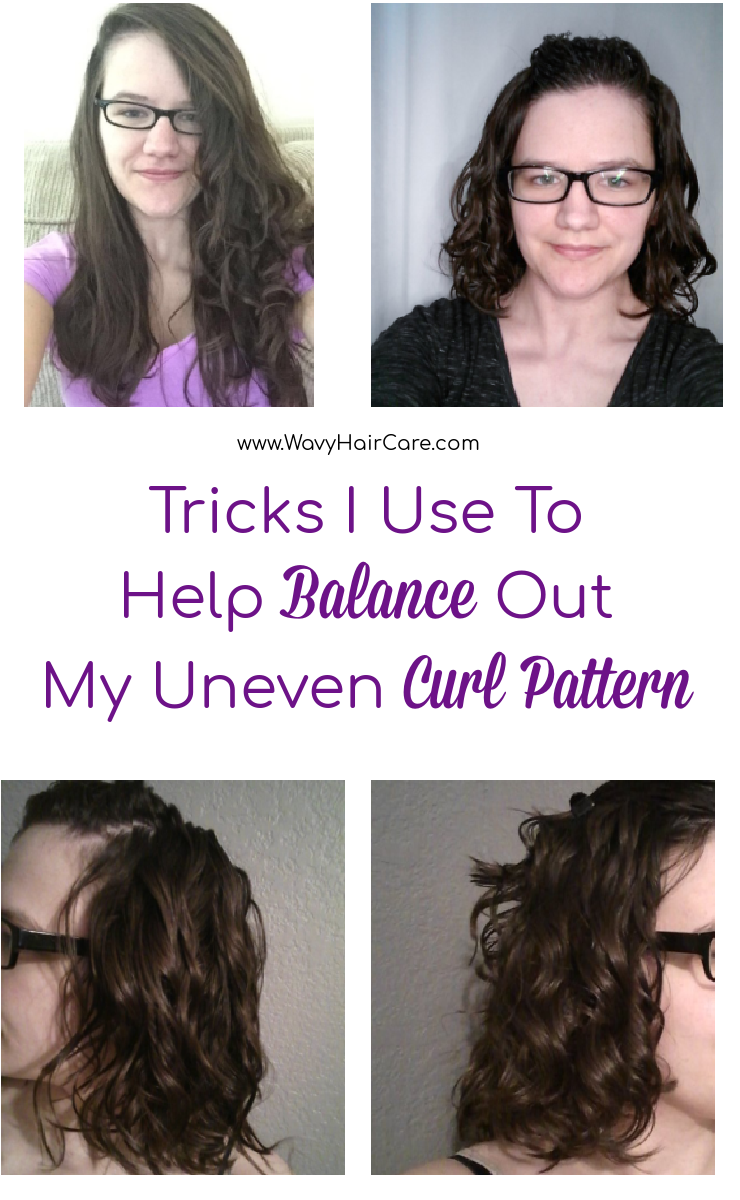 Tips and tricks that I use to help balance out my uneven curl pattern in my naturally wavy hair. #curlygirlmethod