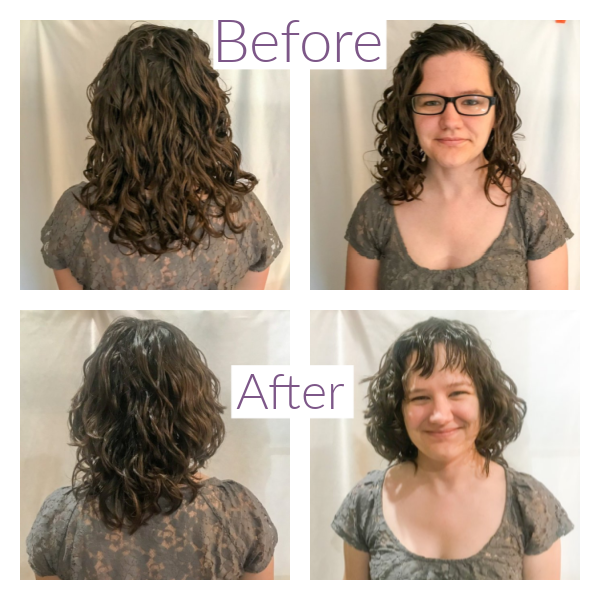 Before and after devacut on naturally wavy hair